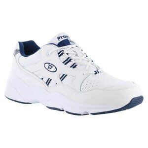 Propet Stability Men's 8 X-Wide Walker White Navy Sneakers Orthopedic NEW